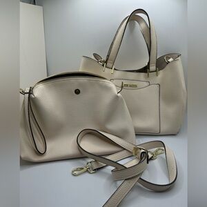Steve Madden Women’s Cream Satchel Crossbody Bag Set Strap Removable OS